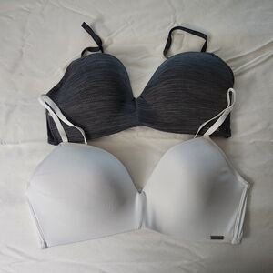 Nautica Charcoal and White Bra Duo